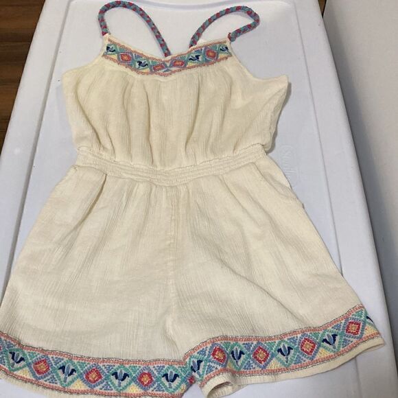 Peek NWT Girls Aren’t You Curious Embroidered Romper in Off White. Size (10). - Picture 3 of 9